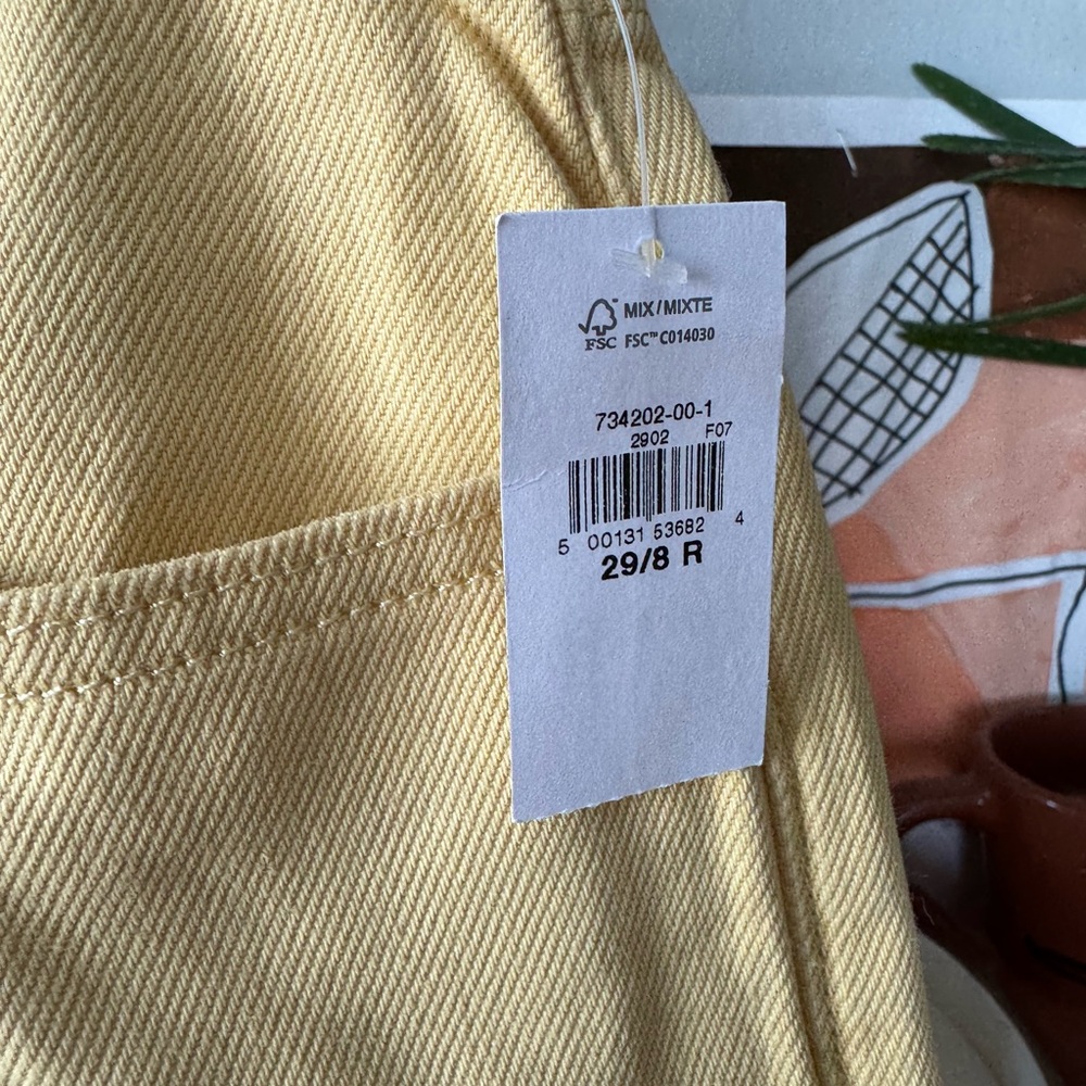 GAP Butter Yellow Baggy Mid Rise Wide Leg Jean in Ultrasoft Denim Sz 29 8 NEW - Picture 7 of 13